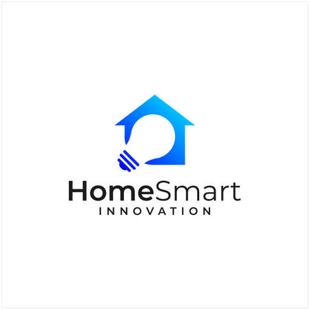 logo inspiration that combines the shape of a house and lamp, smart, logo innovation.のイラスト素材