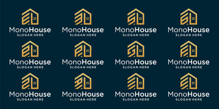 collection of creative house building logos with initial letter monogram. premium vectorのイラスト素材