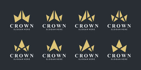 Geometric Vintage Creative Crown abstract Logo design vector template. Vintage Crown Logo Royal King Queen concept symbol Logotype concept icon.のイラスト素材