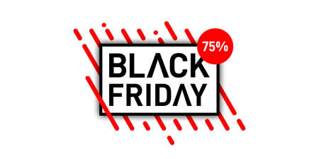 Lettering Black friday sale banner on white background. Black friday Sale with discount 75%. For art template design, brochure style, banner, flyer, book, blank, card, poster.のイラスト素材