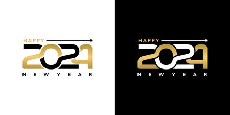 Collection of 2024 new year logo text symbol for calendar, flyer and banner design templateのイラスト素材