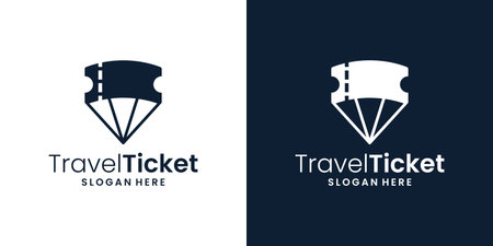 Parachute logo design template with travel ticket design graphic vector. Symbol, icon, creative.のイラスト素材