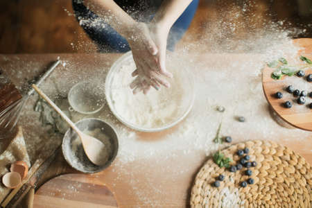 cooking cake on the table and baking cake ingredientsの写真素材