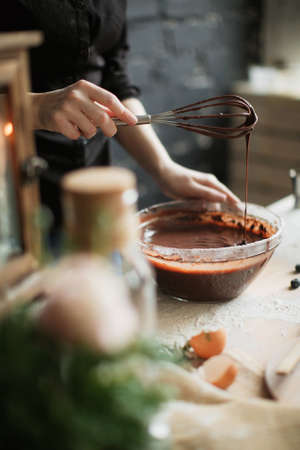 cooking cake on the table and baking cake ingredientsの写真素材