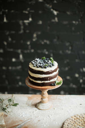 cooking cake on the table and baking cake ingredientsの写真素材
