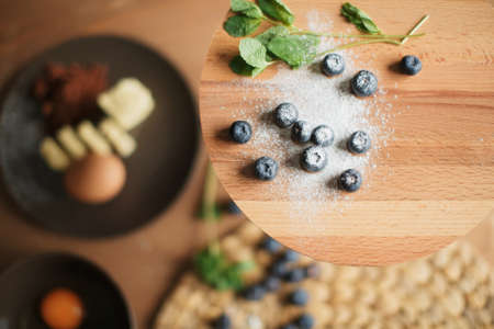 cooking cake on the table and baking cake ingredientsの写真素材