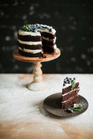 cooking cake on the table and baking cake ingredientsの写真素材