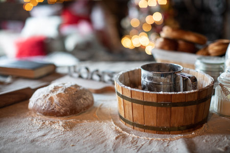 Cozy and warm kitchen with Christmas decor. Happy New Yearの写真素材