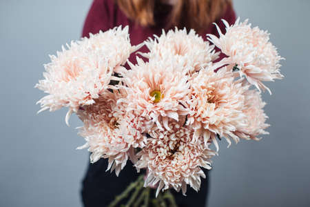 Beautiful bouquet of chrysanthemum Avignon. Flower deliveryの写真素材