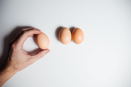 Fresh eggs on a white background