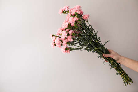 Beautiful bouquet of beautiful flowers. The work of the florist. Flower delivery.の写真素材