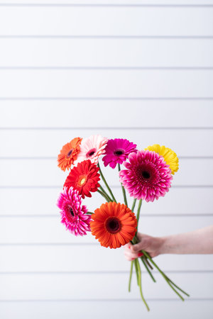 Beautiful bouquet of beautiful flowers. The work of the florist. Flower delivery.
