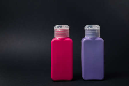 Natural cosmetic cream, serum, shampoo, skincare blank bottle packaging, bio organic product. beauty and spa concept.の写真素材