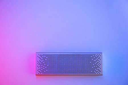 Portable Speaker on a Colored Backgroundの写真素材