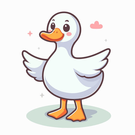 cute duck posing on white background. logo mascot animalのイラスト素材