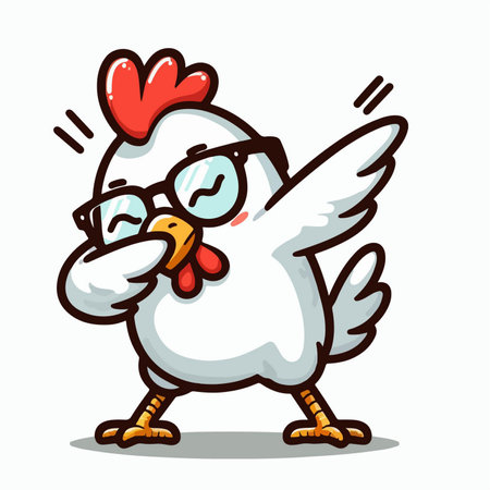 cute chicken logo mascot wearing glassesのイラスト素材