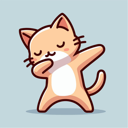 cute cat smiling on soft background. logo mascot animalのイラスト素材