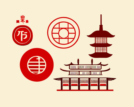 Traditional Chinese lanterns and festival decorations vectorのイラスト素材