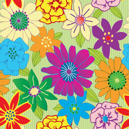 Colorful flower seamless repeating backgroundのイラスト素材