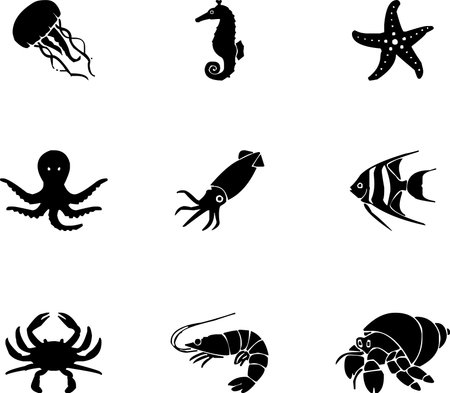 set of sea animalのイラスト素材