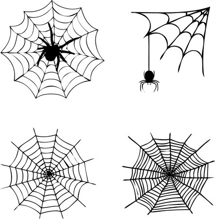 set of cobweb spiderのイラスト素材