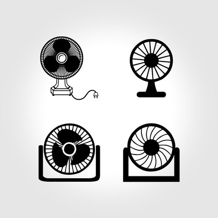 set electric fan iconのイラスト素材