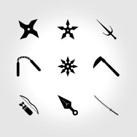 ninja weapons vector icon setのイラスト素材