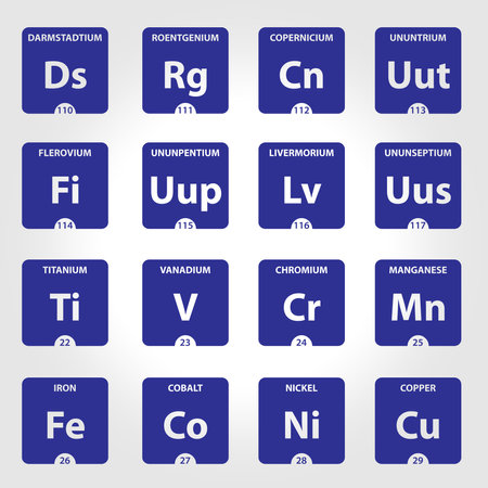 Set the periodic table element nickel, cobalt, iron, titanium and othersのイラスト素材
