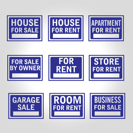 Outline set of 9 signs icons such as house for sale, house for rent, and othersのイラスト素材