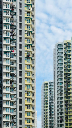 Apartment building in Hong Kong, China. It is a residential area in Hong Kong.