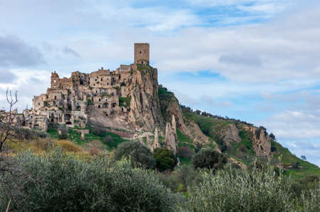 Craco, the ghost town near Matera, the city of stones. Craco famous in the world for being used in films and advertising.の写真素材