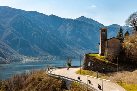 View of Lake Idro from the mountains of Bagolino, a village famous forの写真素材
