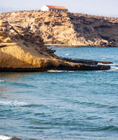 Aguilas, protected marine park of the four coves, on the Mediterranean sea of Murcia, a tourist destination in Spain: "Playa la Carolina".の写真素材