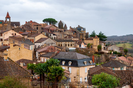 Belves, in the Dordogne-PÃ©rigord region in Aquitaine, France. Medieval village with typical...