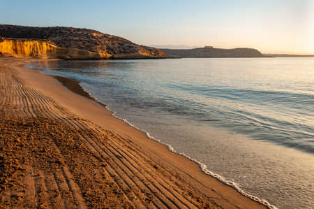 Aguilas, protected marine park of the four coves, on the Mediterranean sea of Murcia, a tourist destination in Spain: "Playa la Carolina".の写真素材