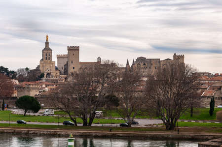 Avignon, in the region of Provence, France. Historic fortified city famous for the Palace of the Popes, it is crossed by the Rhone river.のeditorial素材