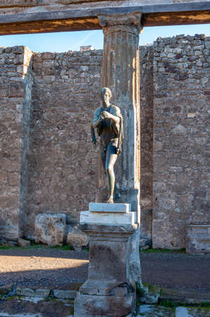 Pompeii, the best preserved archaeological site in the world, Italy. The Statue of Apollo.の写真素材