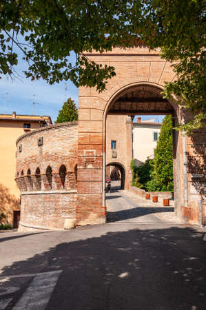 Dozza Italy: Detail of the ancient village. City in the Emilia Romagna region famous for its murals and the castleの写真素材