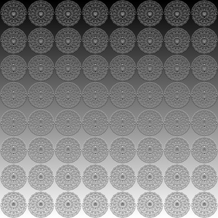 Bas-relief illustration with repetitive geometric shapes covering the background. Black and white design for pattern, web, wallpaper, digital graphics and artistic decorations.の写真素材