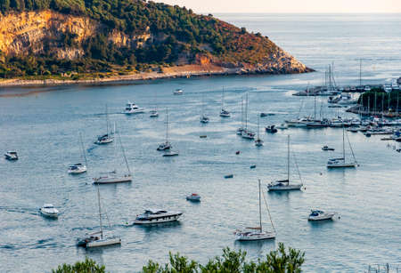 Portovenere, Italy. Beautiful seaside village with the famous gulf of poets that inspired the poems of Byron, a popular tourist destination for beach holidays and tracking in unspoiled nature. Tourist port.の写真素材