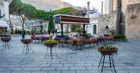 Ravello, a splendid village and tourist resort on the famous Amalfi Coast, with the Gulf of Naples behind and near Amalfi, Sorrento and Pompeii.の写真素材