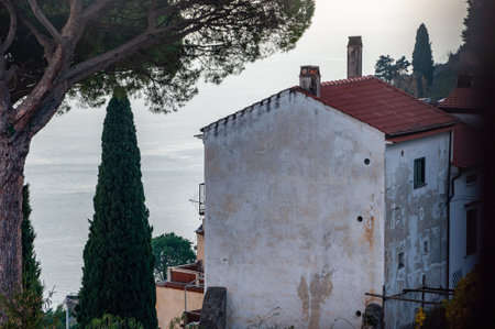 Ravello, a splendid village and tourist resort on the famous Amalfi Coast, with the Gulf of Naples behind and near Amalfi, Sorrento and Pompeii.の写真素材