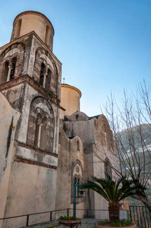 Ravello, a splendid village and tourist resort on the famous Amalfi Coast, with the Gulf of Naples behind and near Amalfi, Sorrento and Pompeii. View of the Church of "Santa Maria a Gradillo".の写真素材
