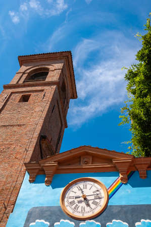 Dozza Italy: Detail of the ancient village. City in the Emilia Romagna region famous for its murals and the castleのeditorial素材