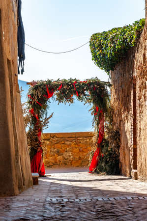 Pienza in Tuscany, Italy. View of the love way, in the historic center.   village, famous for theの写真素材