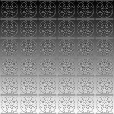 Bas-relief illustration with repetitive geometric shapes covering the background. Black and white design for pattern, web, wallpaper, digital graphics and artistic decorations.の写真素材