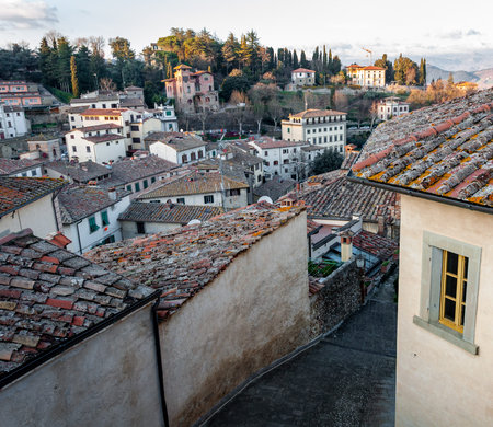 Anghiari, village in Tuscany, Italy. Famous for the Battle of Anghiari, painted by Leonardo Da...