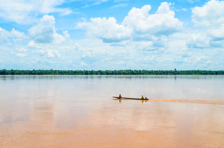 Fisherman on Mekong riverの写真素材