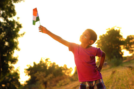 Indian Flag in child hand