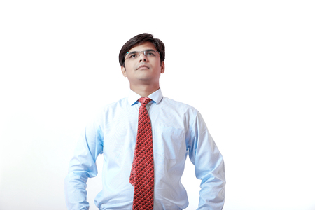 Young Indian businessman over white backgroundの写真素材